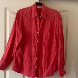 Eddie Bauer Vintage  linen watermelon Button-Up Shirt Color Watermelo